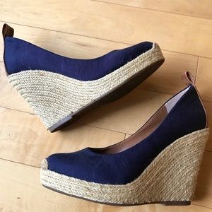 Navy BCBGeneration Espadrille Wedge Platforms